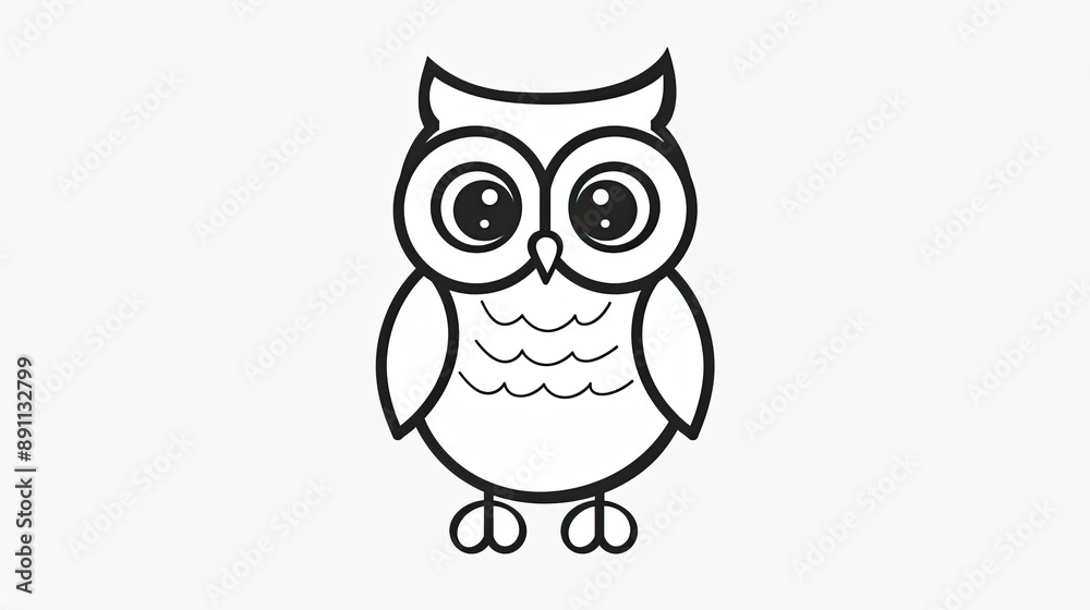 A simple line drawing of an owl with wide eyes. A simple line drawing of an owl with wide eyes.