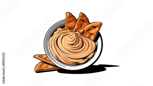 Hummus Bowl Isolated on White Background