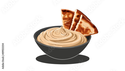 Hummus Bowl Isolated on White Background