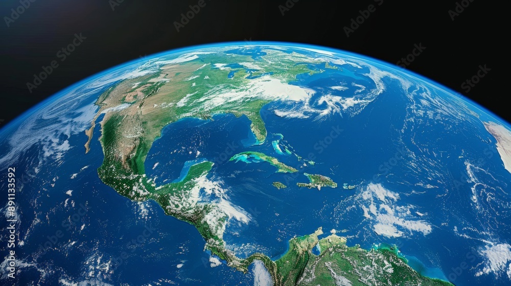 View of Earth from space showing continents and oceans View of Earth from space showing continents and oceans