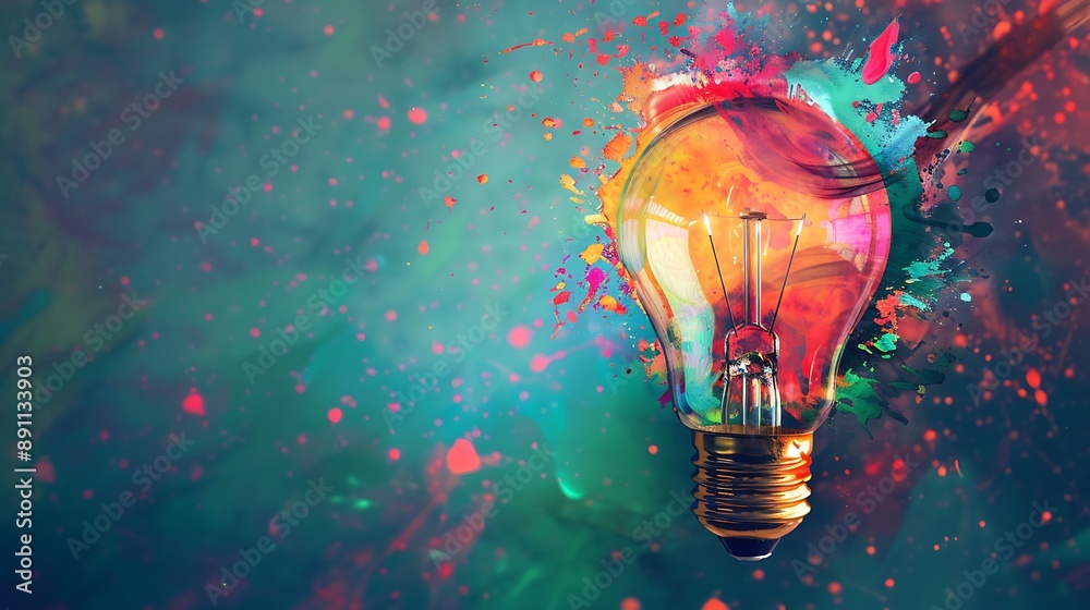 Light Bulb on a Colorful Background