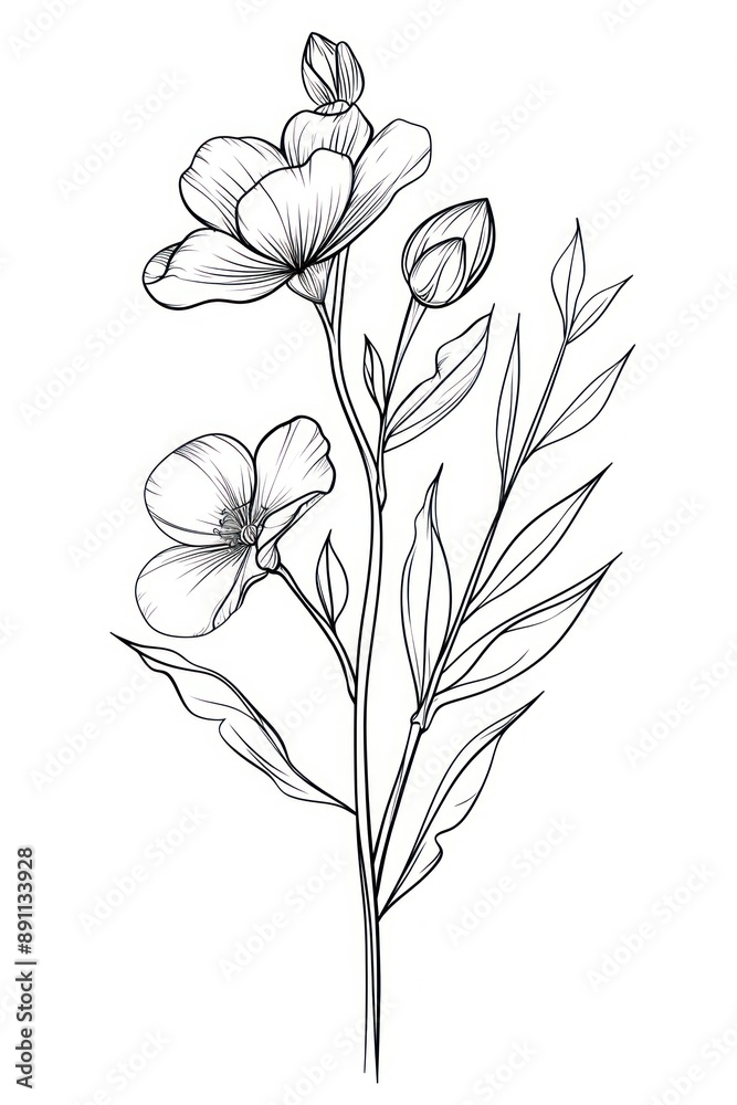 Line art hande with flower drawing sketch plant. Line art hande with flower drawing sketch plant.