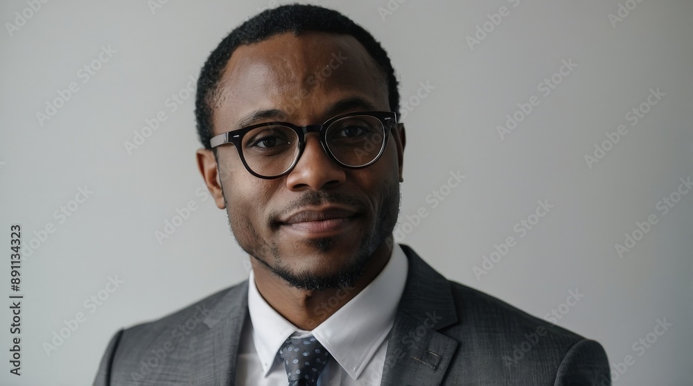 Isolated portrait of black african american businessman lawyer, legal representative, sales, company boss executive on background Isolated portrait of black african american businessman lawyer, legal representative, sales, company boss executive on background
