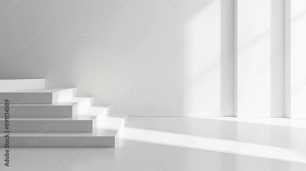 Fototapeta premium A clean white backdrop with a soft gradient blending from top to bottom, perfect for minimalist and uncluttered designs.