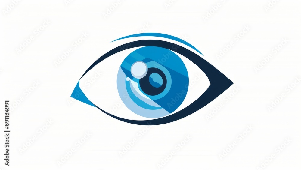 Abstract eye icon with blue eyeball