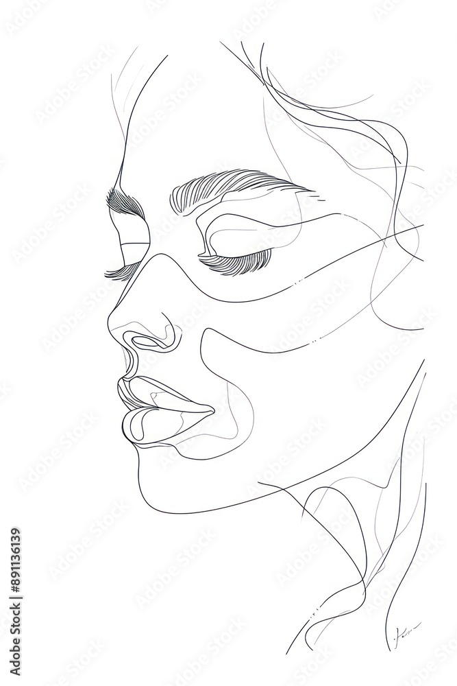 Drawing sketch line face. Drawing sketch line face.