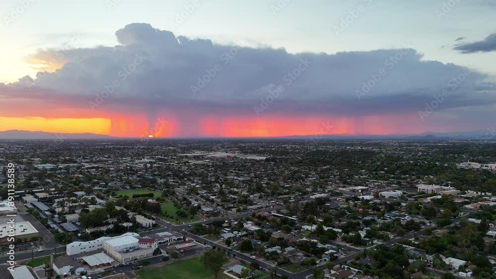 Arizona Monsoon Storm with Lightning and Sunset Arizona Monsoon Storm with Lightning and Sunset