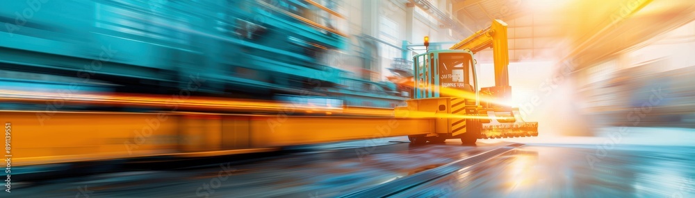 Fast-Moving Industrial Vehicle in a Factory Fast-Moving Industrial Vehicle in a Factory