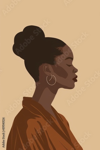 African woman portrait earring jewelry.