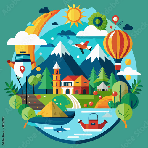 eco tourism and adventure travel nature and exploration graphics