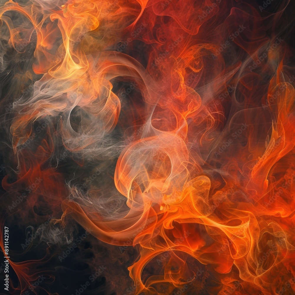 Flowing wisps of smoke in shades of white and grey on a dark canvas Flowing wisps of smoke in shades of white and grey on a dark canvas