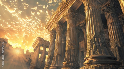 Architectural wonders of an ancient Greek temple photo