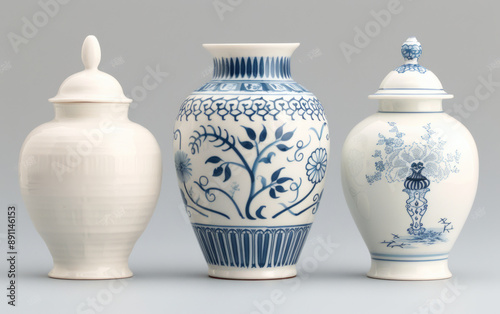 Blue and white porcelain vases in Ming and Qing Dynasties in China