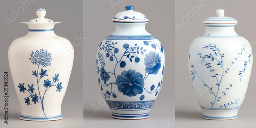 Blue and white porcelain vases in Ming and Qing Dynasties in China