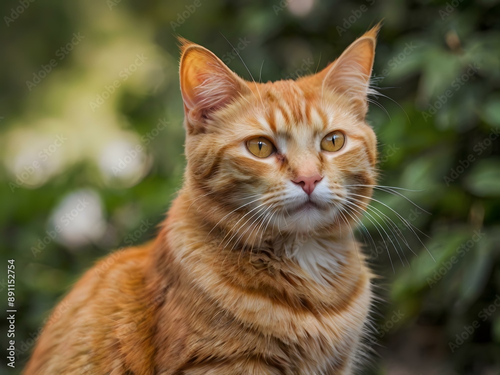 orange cat with blur background, orange cat is sitting and looking orange cat with blur background, orange cat is sitting and looking