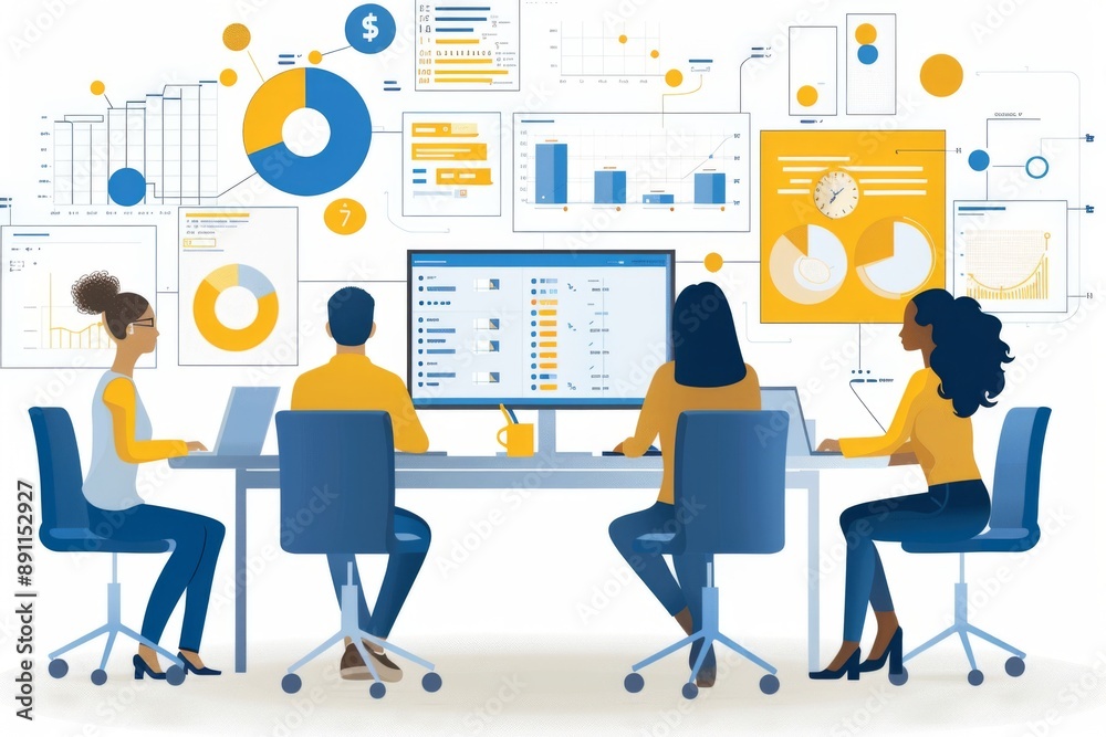 Fototapeta premium Business Team Analyzing Data Charts