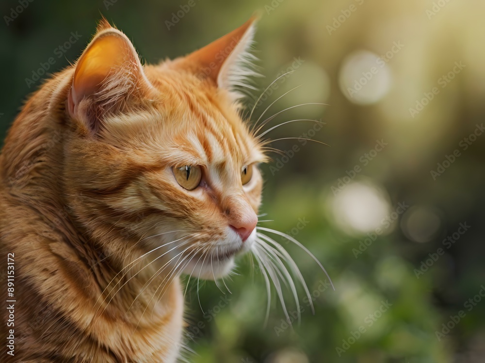 orange cat with blur background, orange cat is sitting and looking orange cat with blur background, orange cat is sitting and looking