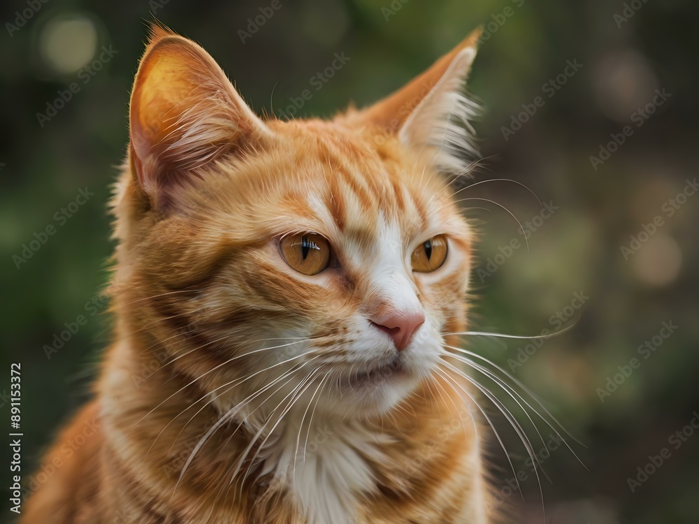orange cat with blur background, orange cat is sitting and looking orange cat with blur background, orange cat is sitting and looking