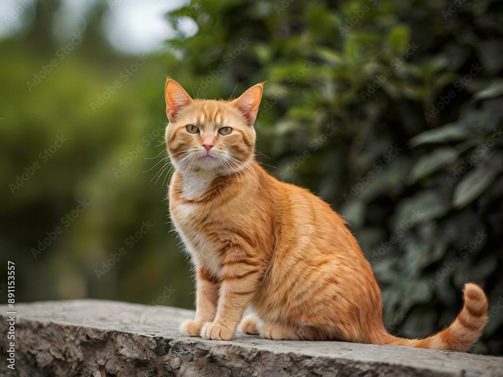 orange cat with blur background, orange cat is sitting and looking orange cat with blur background, orange cat is sitting and looking