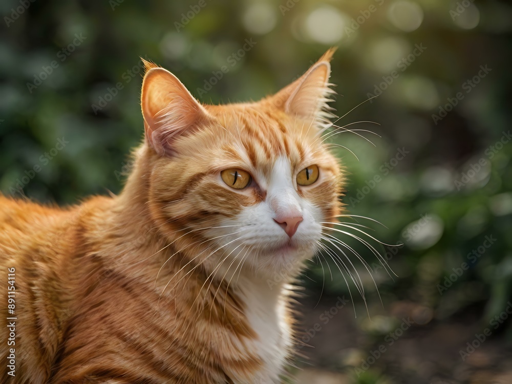 orange cat with blur background, orange cat is sitting and looking orange cat with blur background, orange cat is sitting and looking