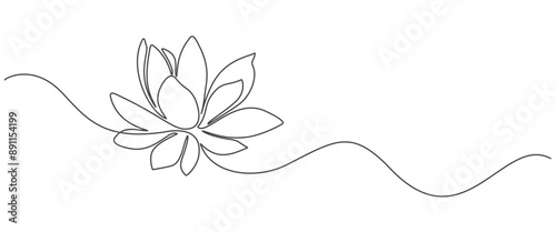 Lotus flower continuous line drawing Vector eps