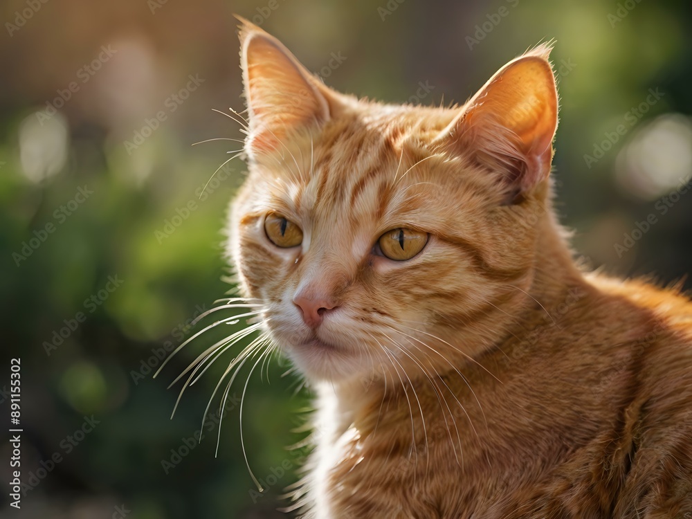 orange cat with blur background, orange cat is sitting and looking orange cat with blur background, orange cat is sitting and looking