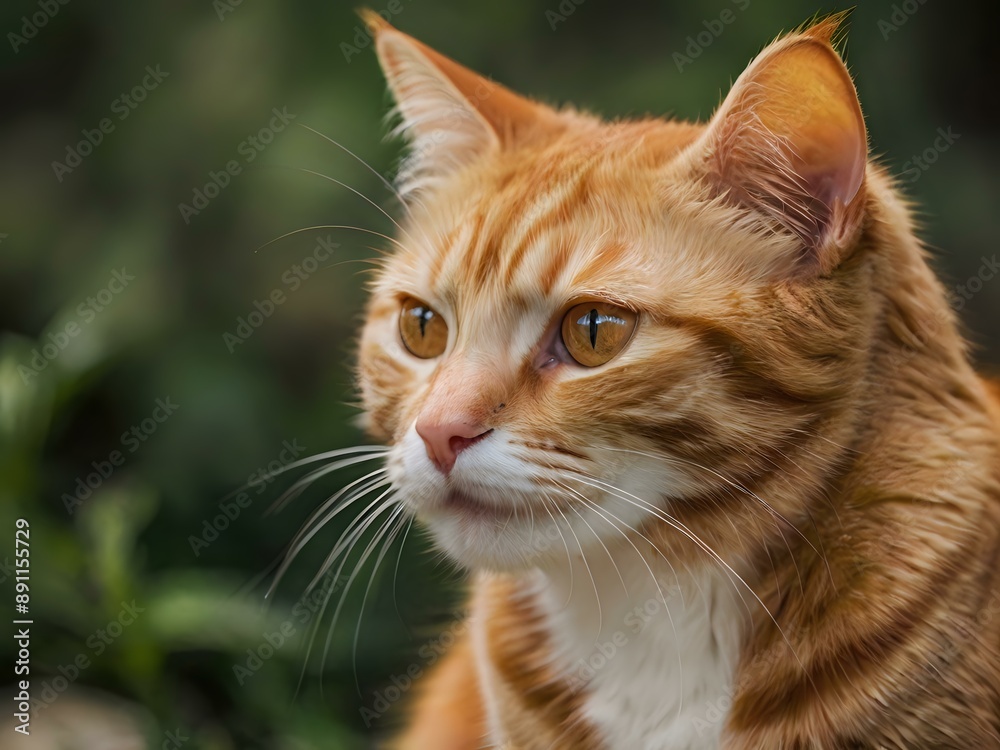 orange cat with blur background, orange cat is sitting and looking orange cat with blur background, orange cat is sitting and looking