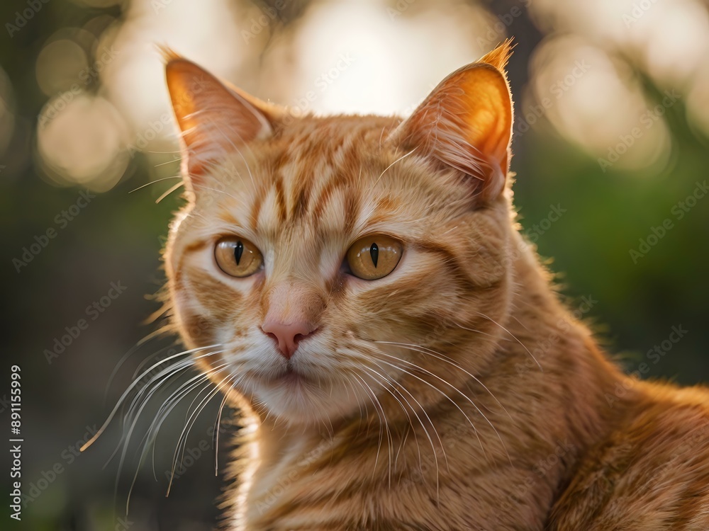 orange cat with blur background, orange cat is sitting and looking orange cat with blur background, orange cat is sitting and looking