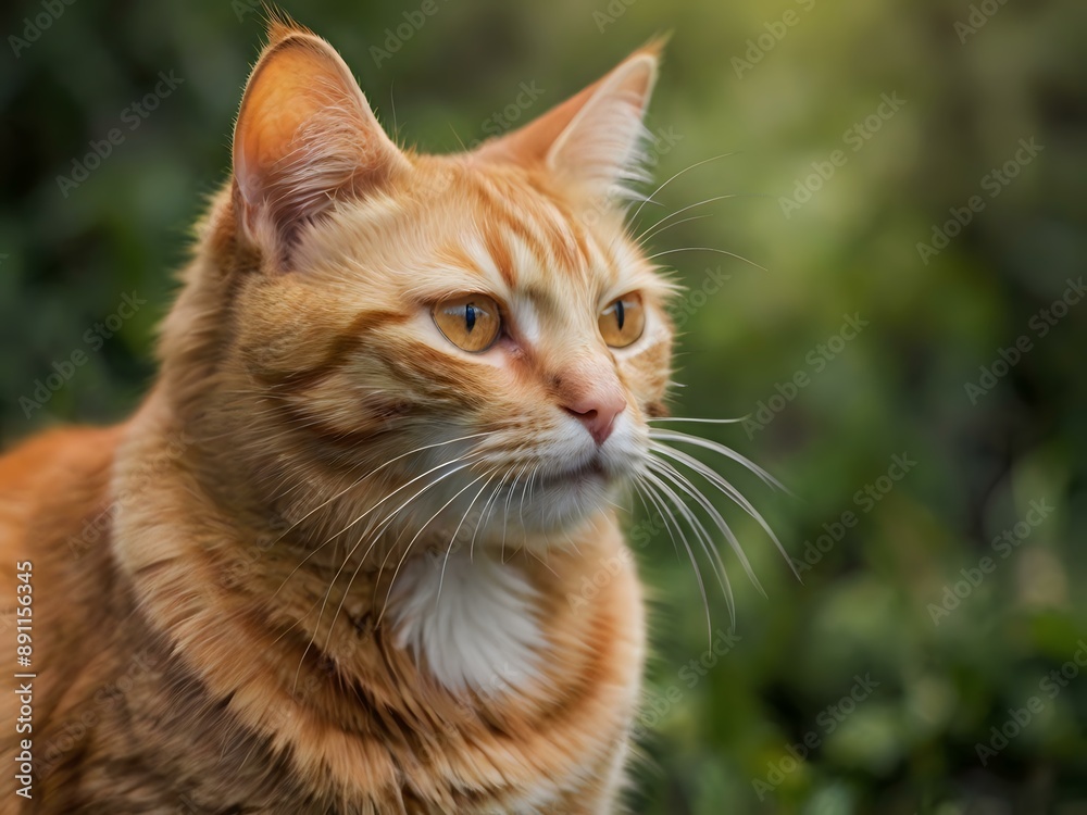 orange cat with blur background, orange cat is sitting and looking orange cat with blur background, orange cat is sitting and looking