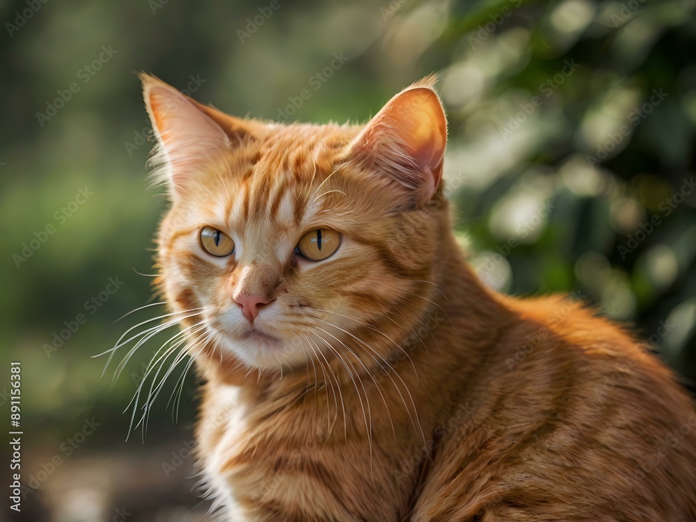 orange cat with blur background, orange cat is sitting and looking orange cat with blur background, orange cat is sitting and looking