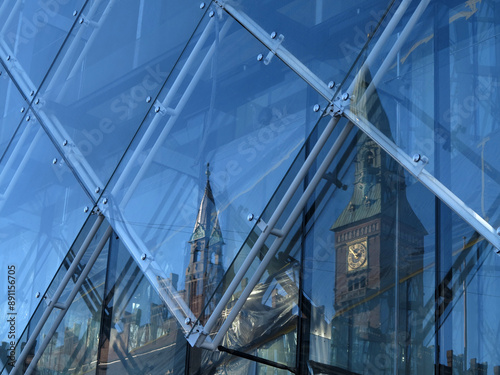 Photography Reflection of the tower of City Hall - Copenhagen - Denmark