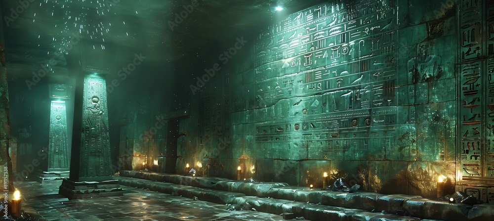 Thoth Pyramind Hidden chamber deep within a pyramid its walls adorned with hieroglyphs ...
