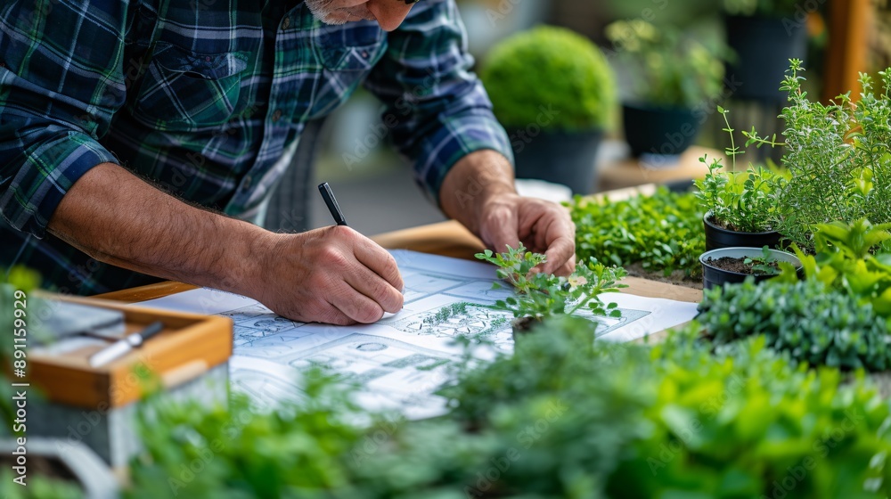 A dedicated landscape architect engages in a vibrant discussion over garden design with clients. Nature-inspired elements enhance creativity and collaboration. A dedicated landscape architect engages in a vibrant discussion over garden design with clients. Nature-inspired elements enhance creativity and collaboration.