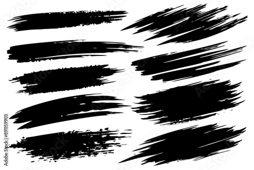 A collection of black brush strokes against a white backdrop