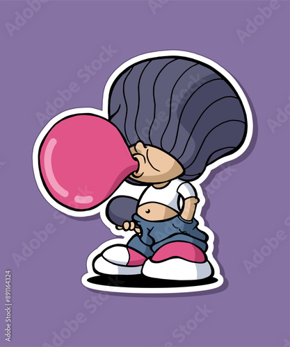 Skater Kid Cartoon Design Sticker