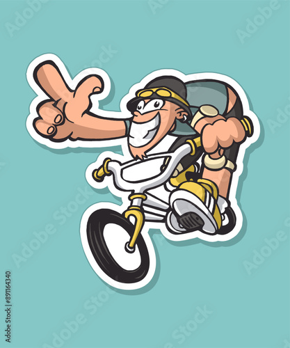 BMX Freestyle Cartoon Design Sticker