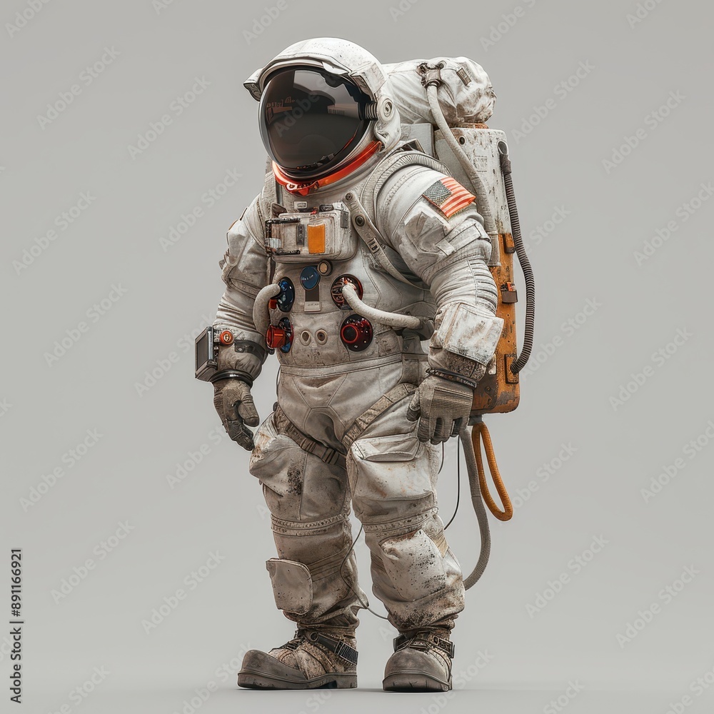 Bold Astronaut in Space Suit Striking a Pose on Isolated Background Bold Astronaut in Space Suit Striking a Pose on Isolated Background