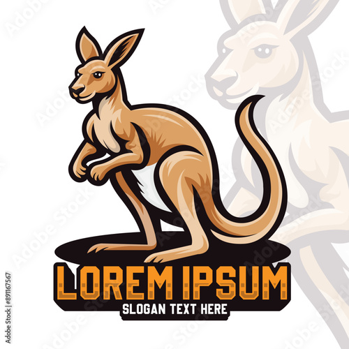 Kangaroo logo mascot illustration, fast jump kangaroo logo retro, badge, kangaroo cartoon icon