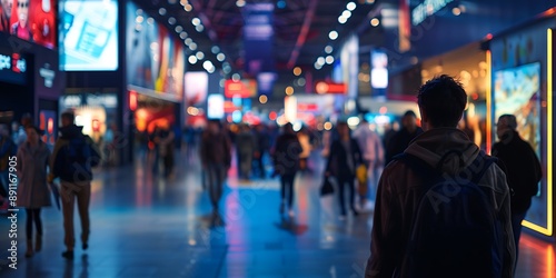 Wallpaper Mural Blurred image of people walking in the shopping mall at night. Torontodigital.ca