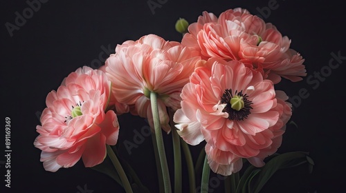 Pink flowers in bloom against a serene dark background