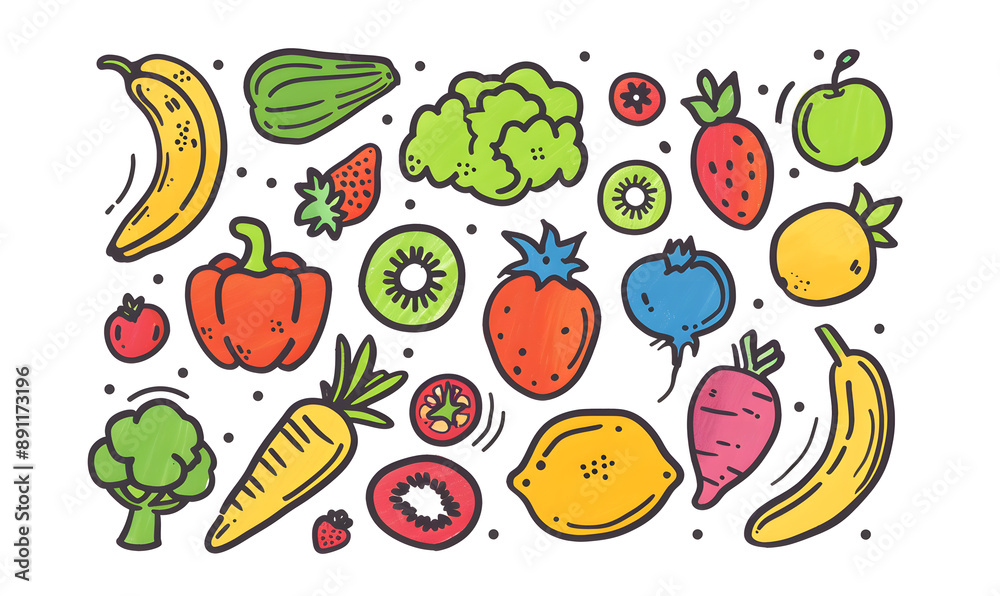 vegetable and fruits photo or illustrator on white background