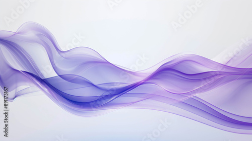 Abstract background. One beautiful wave of blue-lilac color in the center on a white background, minimalism. Advertising banner.