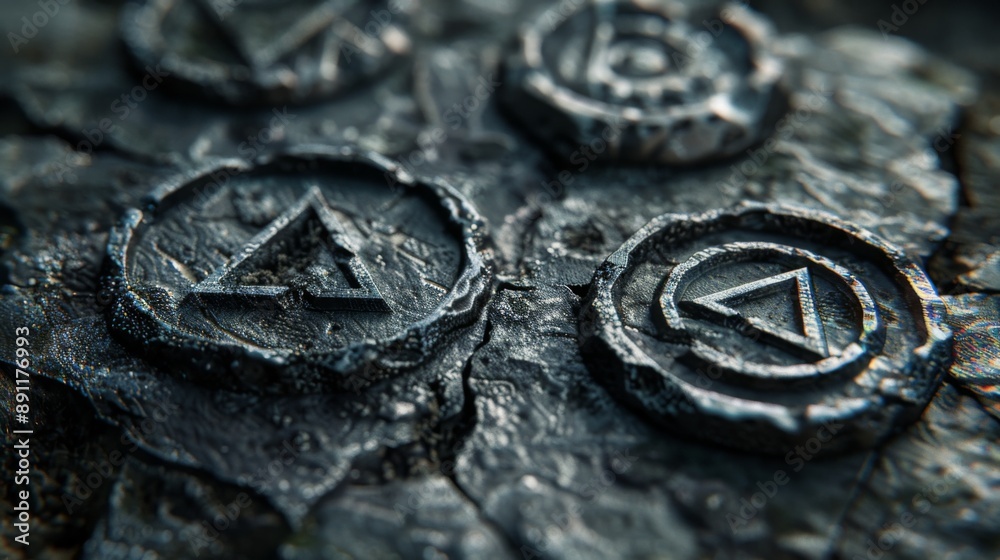 Ancient Triangular Symbols Etched in Stone Ancient Triangular Symbols Etched in Stone