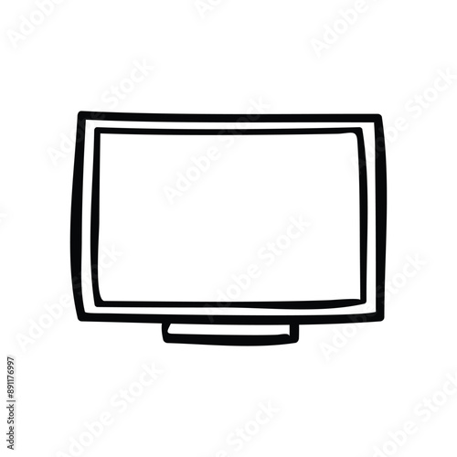 Monitor Screen Doodle Hand-drawn Vector Icon