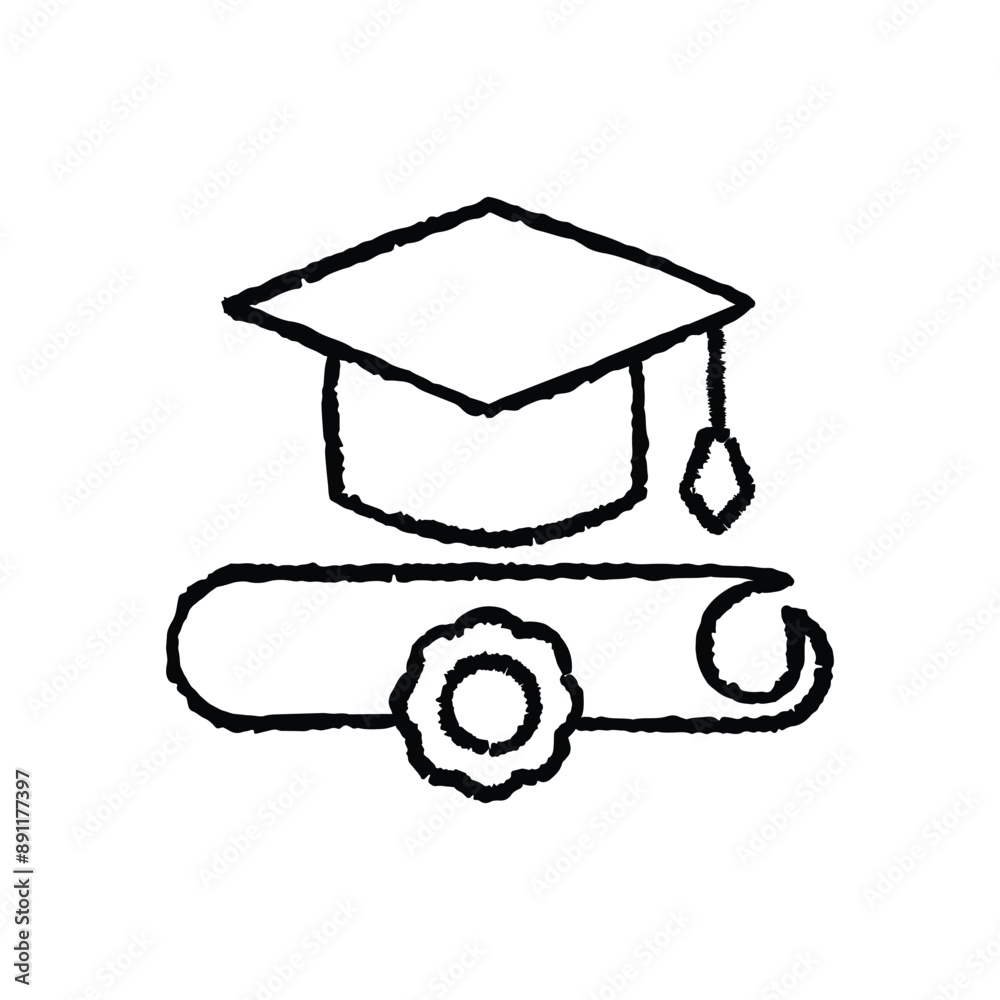 Diploma Degree Chalkboard Hand-drawn Vector Icon Diploma Degree Chalkboard Hand-drawn Vector Icon