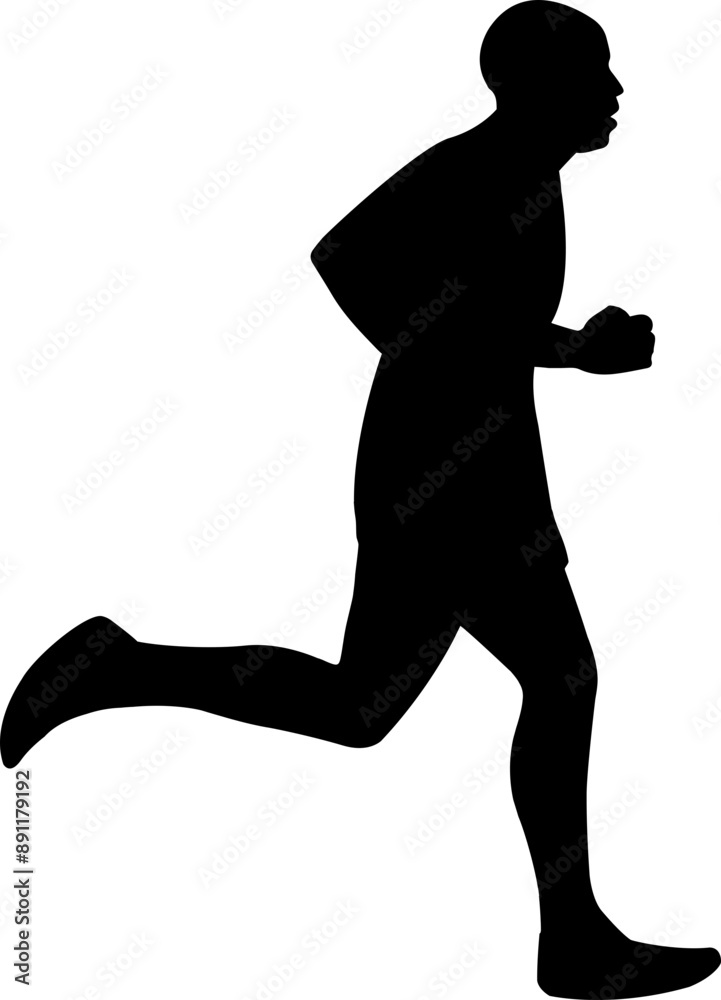 Running man side view vector silhouette. Running man, teenager side view vector silhouette
