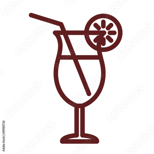 Tropical Drink Vector Line Maroon Icon Design