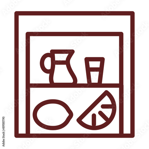 Lemonade Stand Vector Line Maroon Icon Design