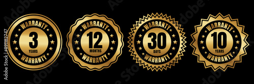 Warranty logo stamp label icon.