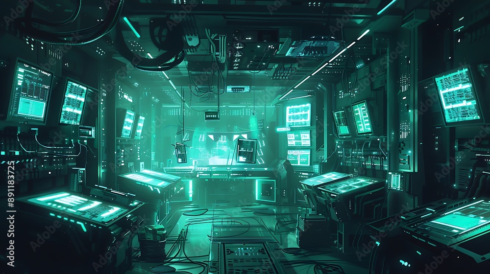 Fototapeta premium Futuristic Spaceship in Deep Space